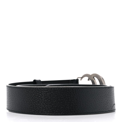 Gucci Textured Dollar Calfskin Nickel Double G 40mm Belt 90 36 Black 2 of 6