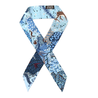 Hermes Silk Dans un Jardin Anglais Twilly Ciel Marine Brun 1 of 4