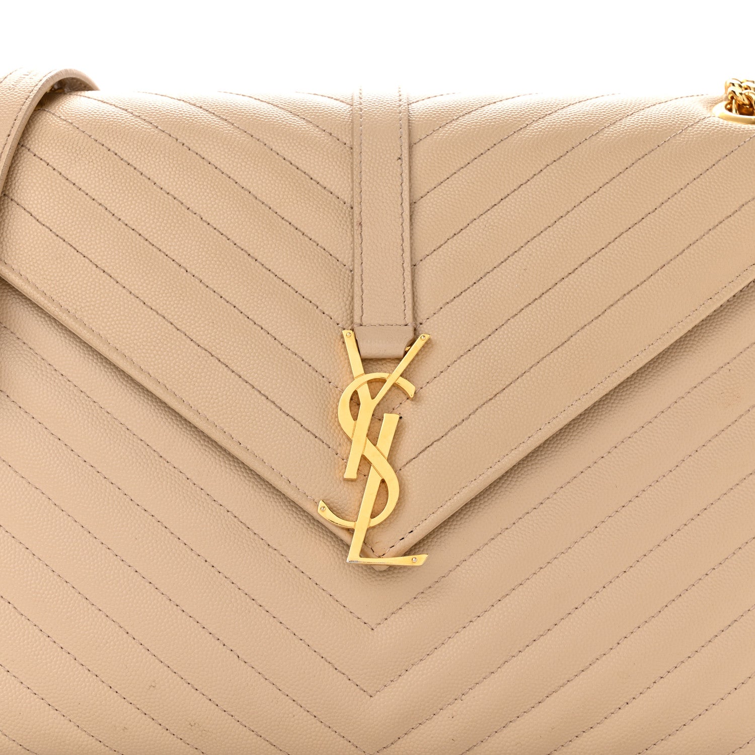 Saint Laurent Grain De Poudre Matelasse Chevron Large Monogram Satchel Nude Powder 7 of 10
