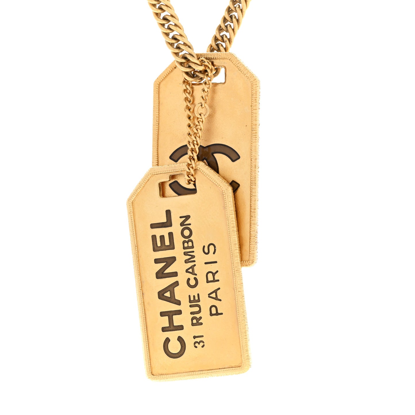 ID Dog Tag Charm Necklace Gold