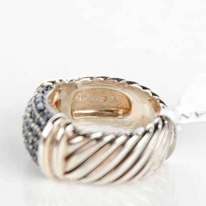 David Yurman Sterling Silver Blue Sapphire 10mm Wide Cable Candy Metro Ring 51.5 6 5 of 6