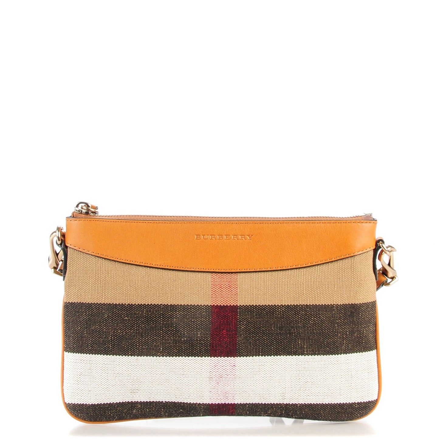 Mega Check Peyton Crossbody Clutch Bag Saddle Brown
