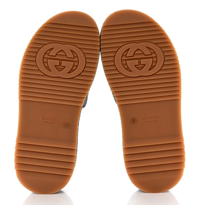 Gucci New Denim GG Monogram Angelina Platform 55mm Slide Sandals 37 Blue Tea 5 of 8