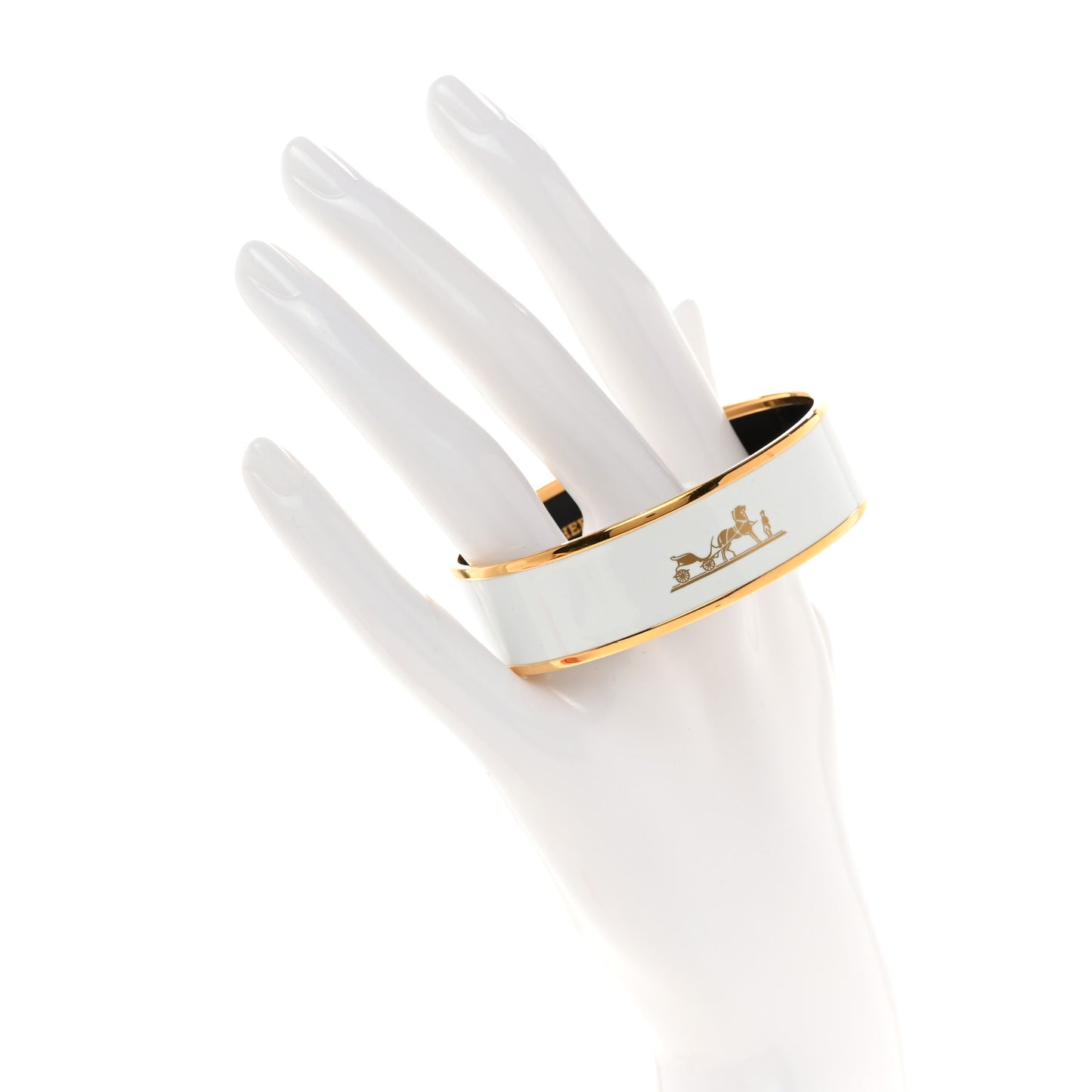 Enamel Printed Wide Caleche Bracelet White