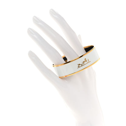 Hermes Enamel Printed Wide Caleche Bracelet White 2 of 6