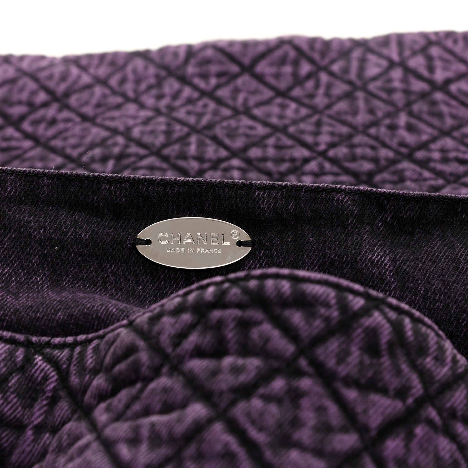 Chanel Denim Quilted Denimpression XXL Flap Purple Black 4 of 10