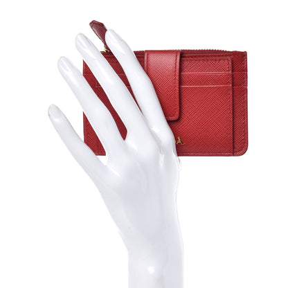 Prada Saffiano Metal Coin Case Card Holder Fuoco 2 of 7