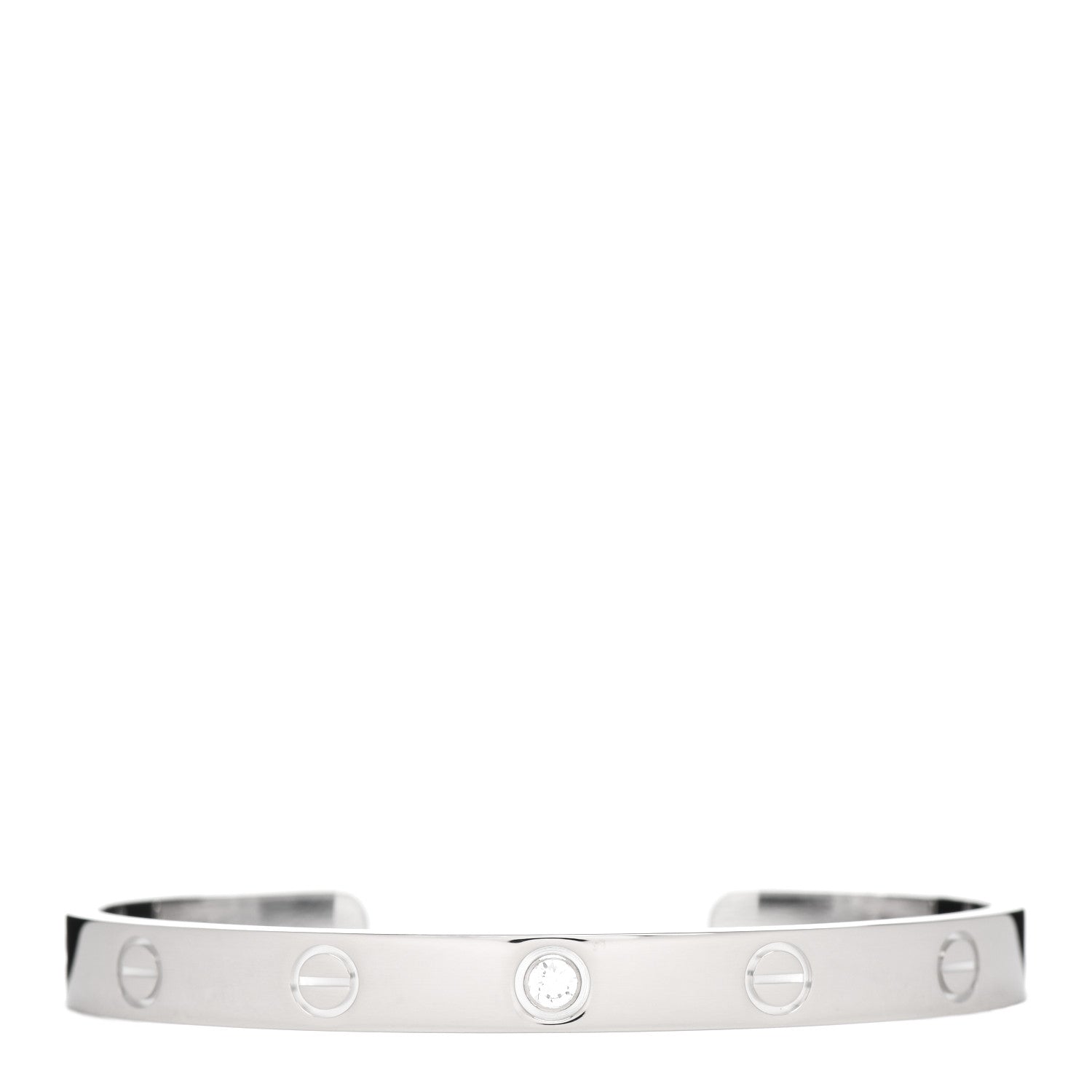 Cartier 18K White Gold 1 Diamond LOVE Cuff Bracelet 17 1 of 4