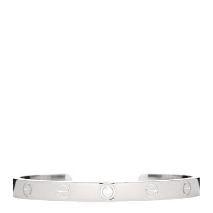 Cartier 18K White Gold 1 Diamond LOVE Cuff Bracelet 17 1 of 4
