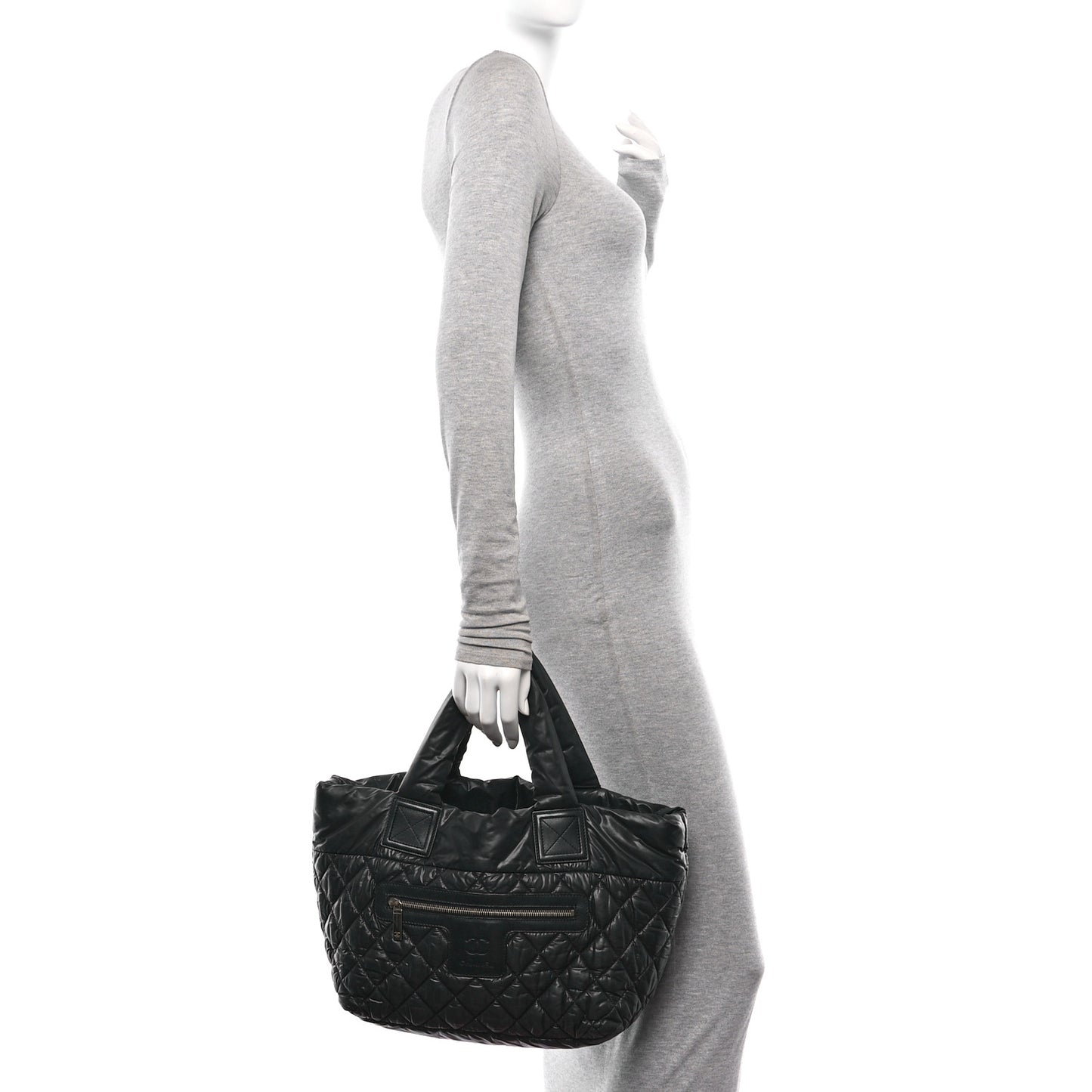 Nylon Quilted Coco Cocoon Reversible Tote Black