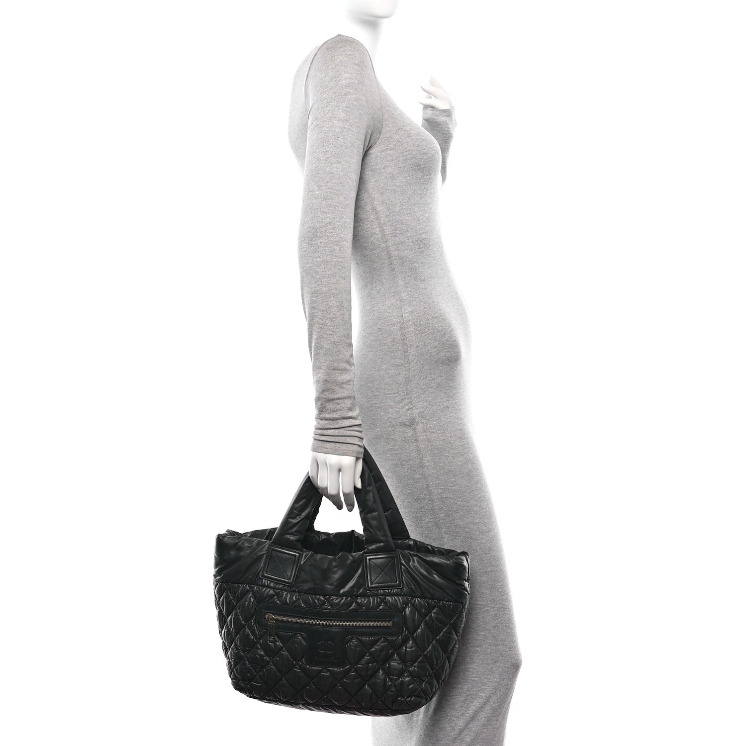 Chanel Nylon Quilted Coco Cocoon Reversible Tote Black 2 of 10