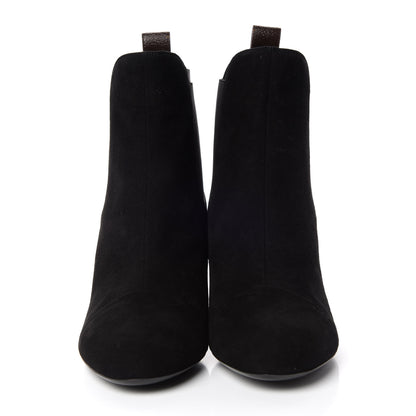 Louis Vuitton Suede Monogram Uniformes Cap Toe Chelsea 75mm Ankle Boots 38 Black 2 of 8
