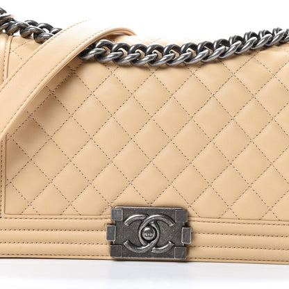 Chanel Lambskin Quilted Medium Boy Flap Beige 7 of 11
