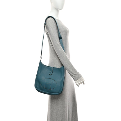Hermes Taurillon Clemence Evelyne III PM Blue Jean 2 of 11