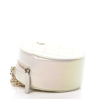 Chanel Iridescent Lambskin Quilted Round Clutch With Chain Ivory 4 of 11
