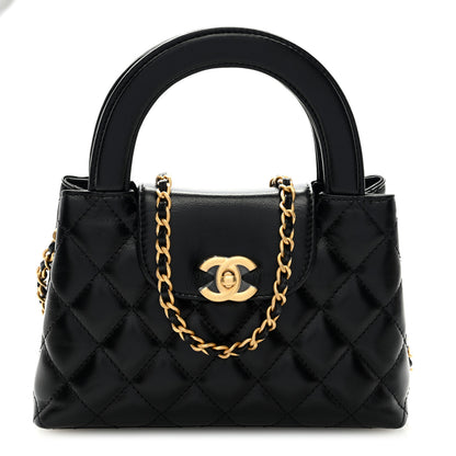 Chanel Shiny Aged Calfskin Quilted Nano Kelly Shopper Black 1 of 9