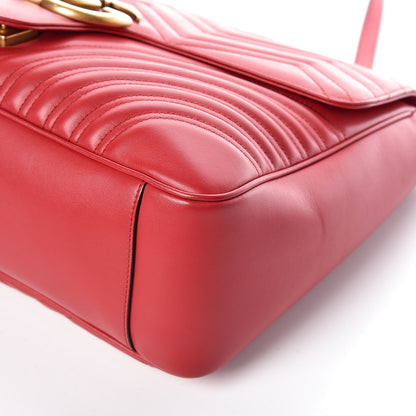 Gucci Calfskin Matelasse Large GG Marmont Shoulder Bag Hibiscus Red 11 of 14