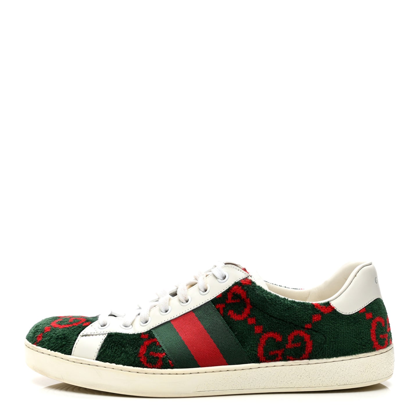 Covered Wool Big GG Monogram Mens Sneakers 8.5 Green Red