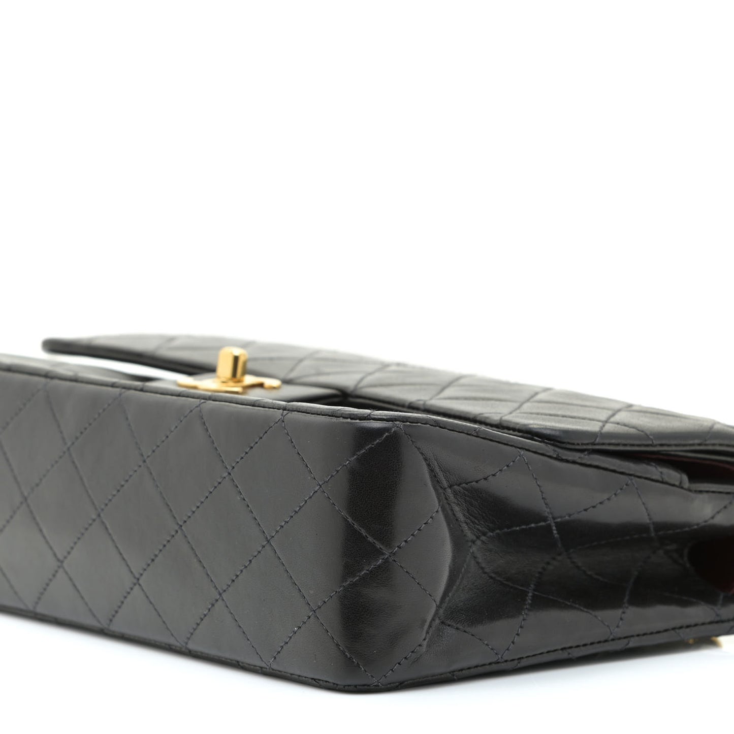 Lambskin Quilted Medium Double Flap Black
