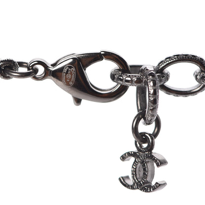 Chanel Ruthenium Crystal Baguette Pearl Beaded CC Long Necklace Black Grey 5 of 6