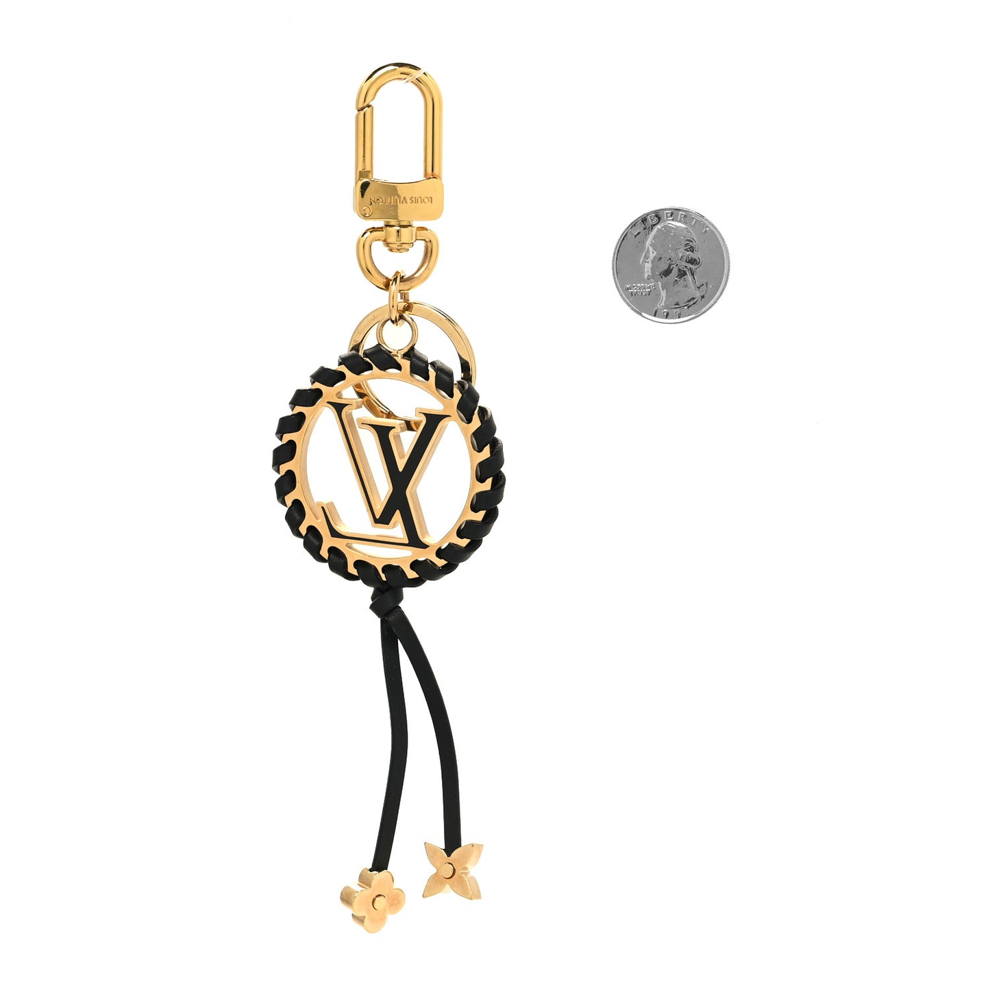 Metal Lambskin Enamel Very Bag Charm Key Holder Black