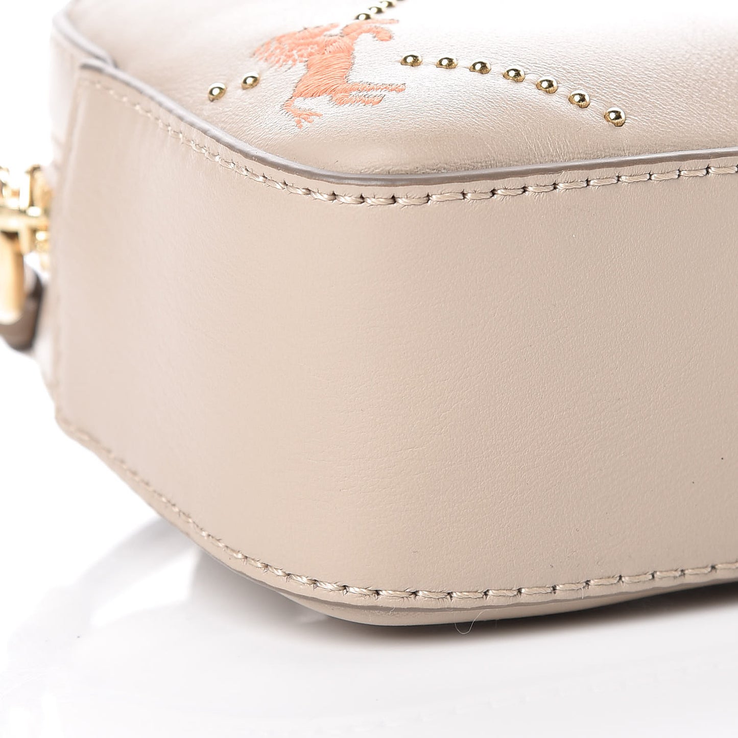 Smooth Calfskin Little Horses Embroidered Signature Belt Bag Pastel Grey