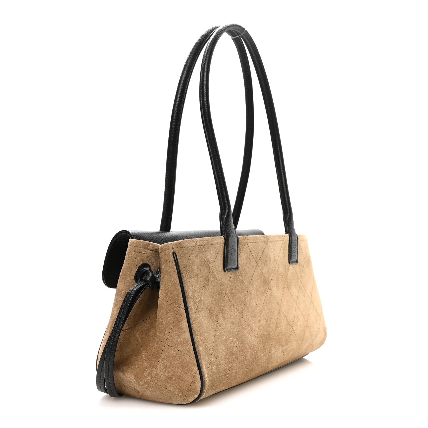 Chanel Grained Calfskin Suede Urban Essentials Small Shopping Bag Dark Beige Black 3 of 11