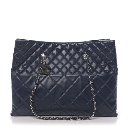 Chanel Vinyl Quilted Large In The Business Tote Navy 1 of 10