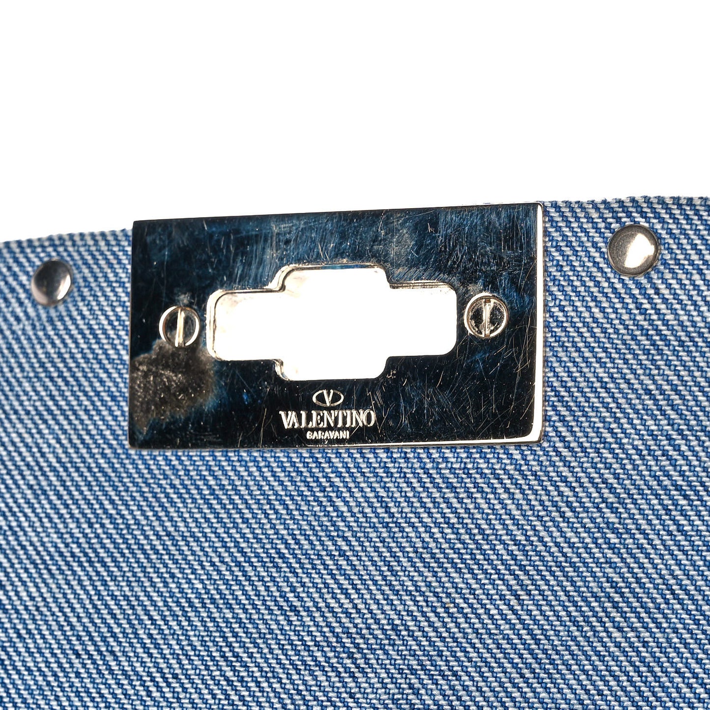 Denim Medium Rockstud Spike Shoulder Bag Denim