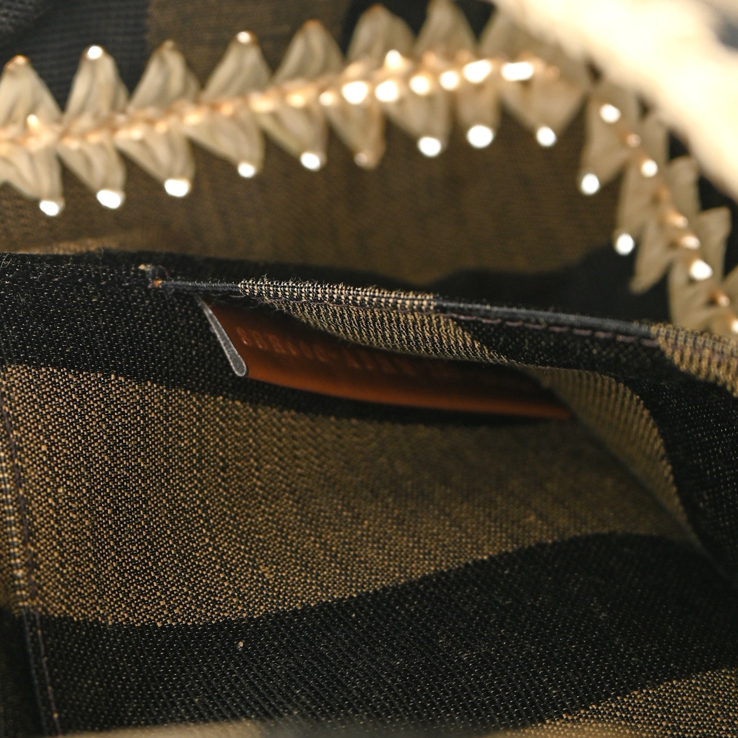 Fendi Fabric Jacquard Raffia Straw Pequin Gingham Woven Baguette Beige Black Natural 7 of 10