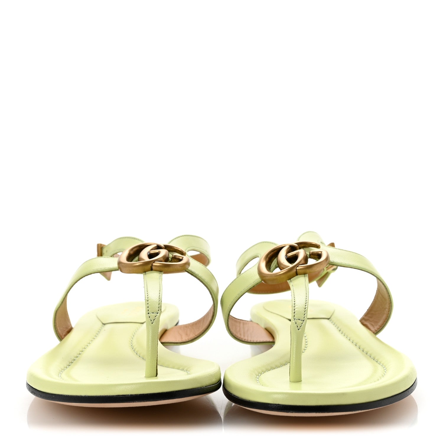 Gucci Calfskin Double G Thong Flat Sandals 40 Pistachio Green 3 of 9