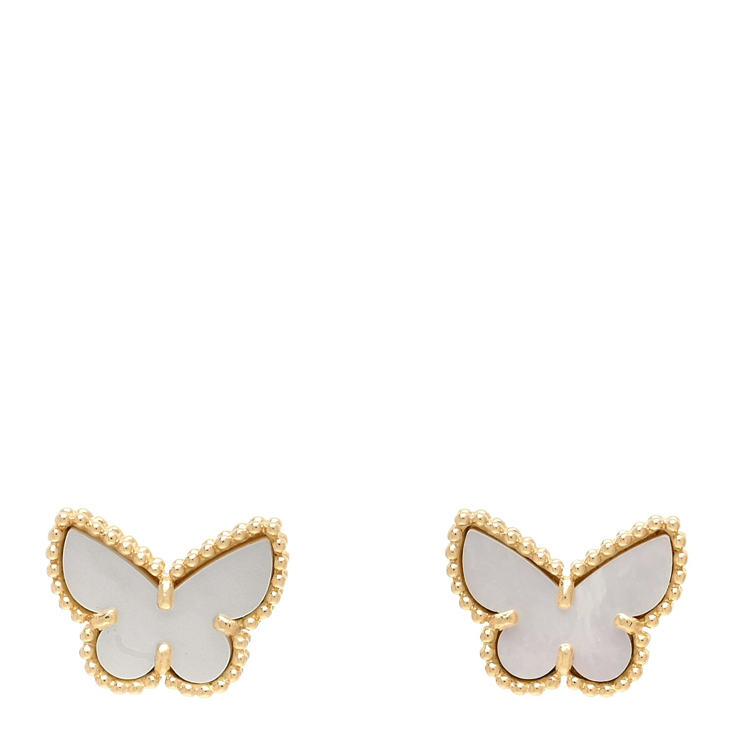Van Cleef & Arpels 18K Yellow Gold Mother of Pearl Sweet Alhambra Butterfly Earrings 1 of 4