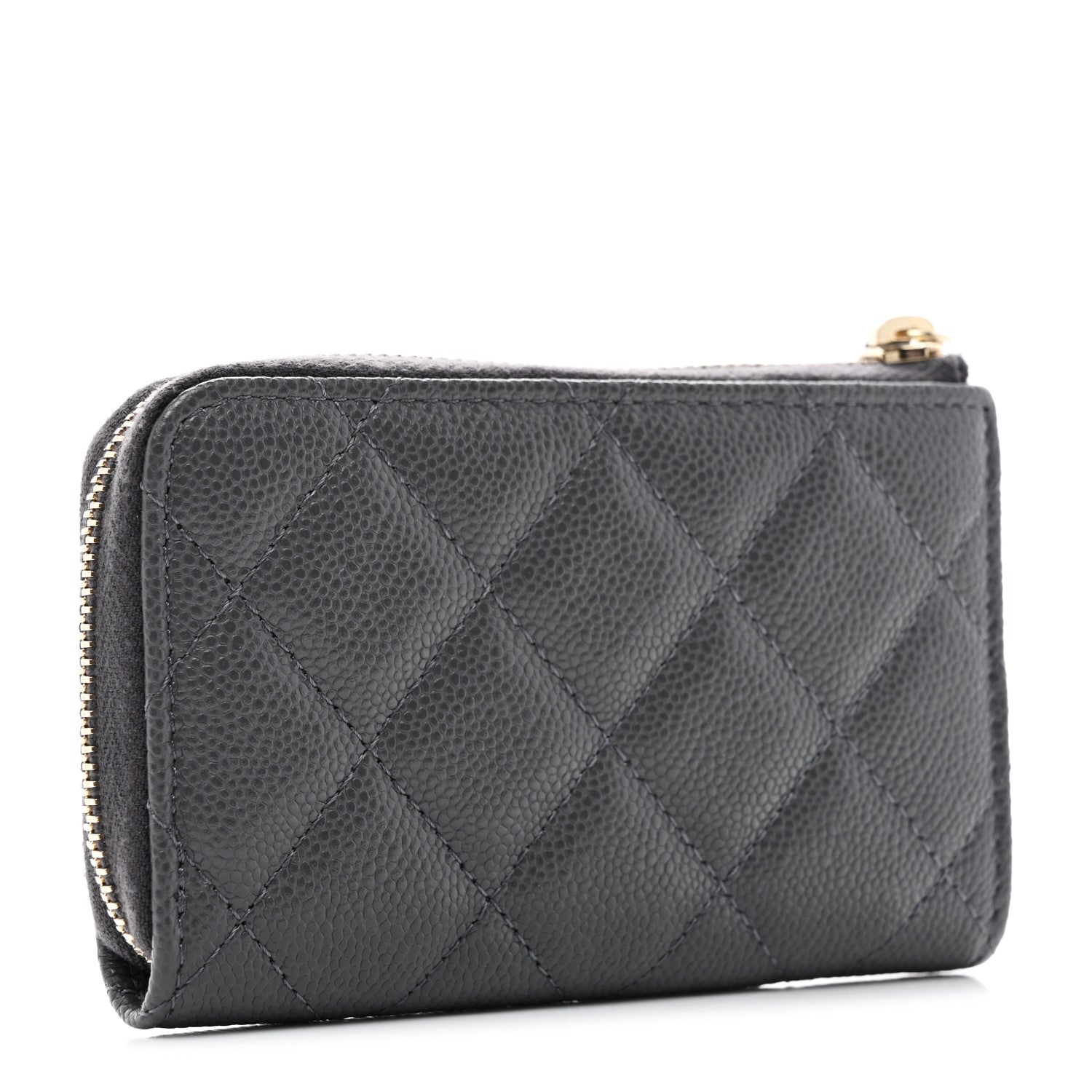 Chanel Caviar Quilted Zipped Key Holder Case Dark Gray 3 of 8