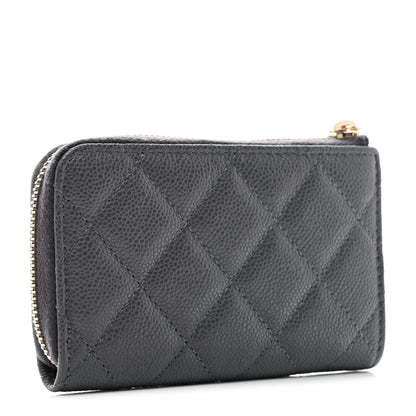 Chanel Caviar Quilted Zipped Key Holder Case Dark Gray 3 of 8