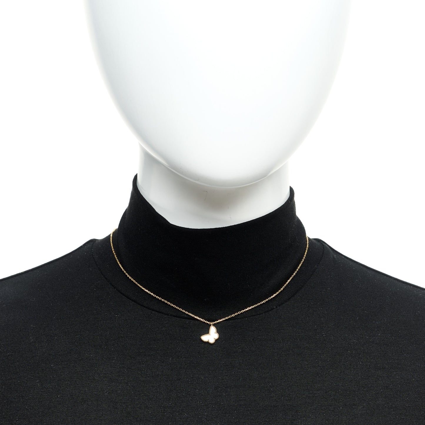 18K Yellow Gold Mother of Pearl Sweet Alhambra Butterfly Pendant Necklace