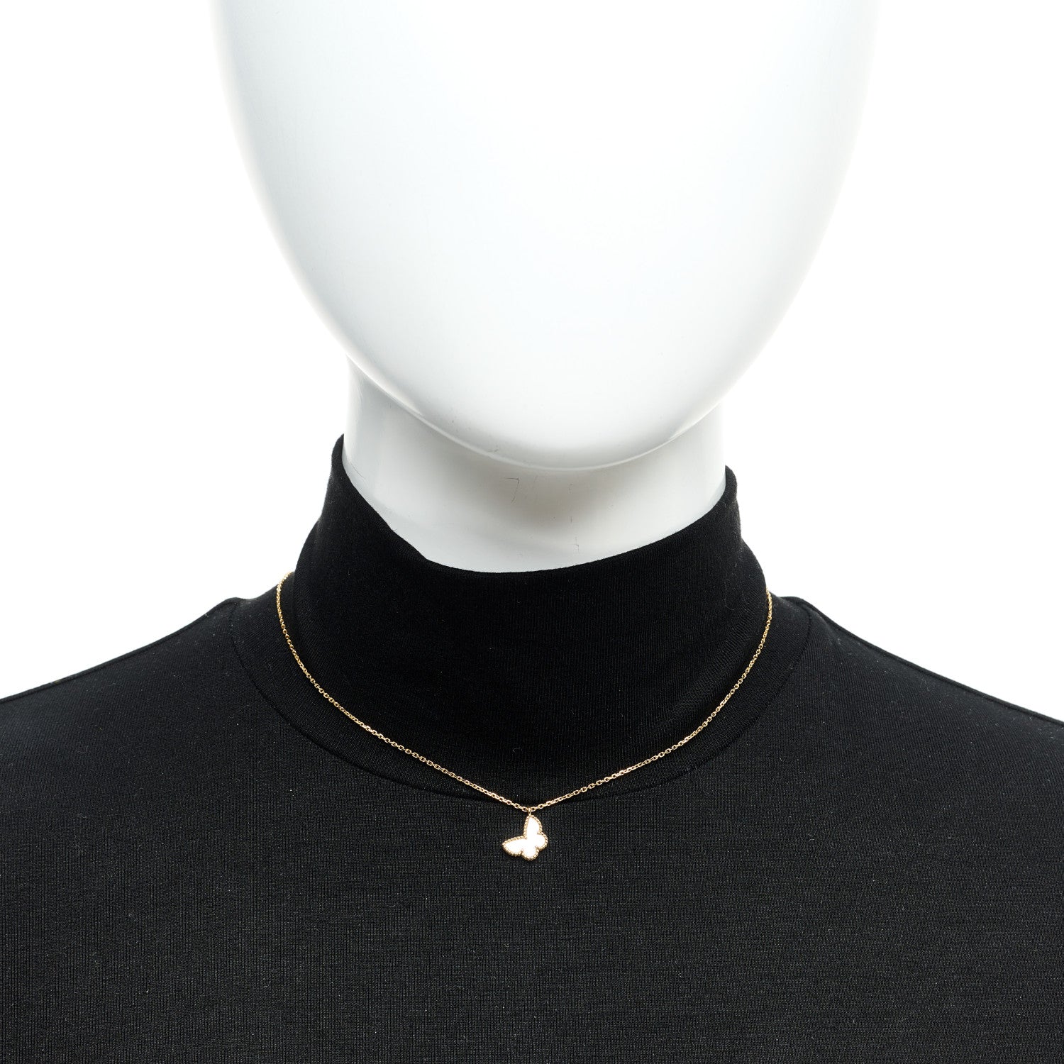 Van Cleef & Arpels 18K Yellow Gold Mother of Pearl Sweet Alhambra Butterfly Pendant Necklace 6 of 6
