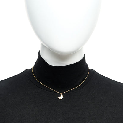 Van Cleef & Arpels 18K Yellow Gold Mother of Pearl Sweet Alhambra Butterfly Pendant Necklace 6 of 6