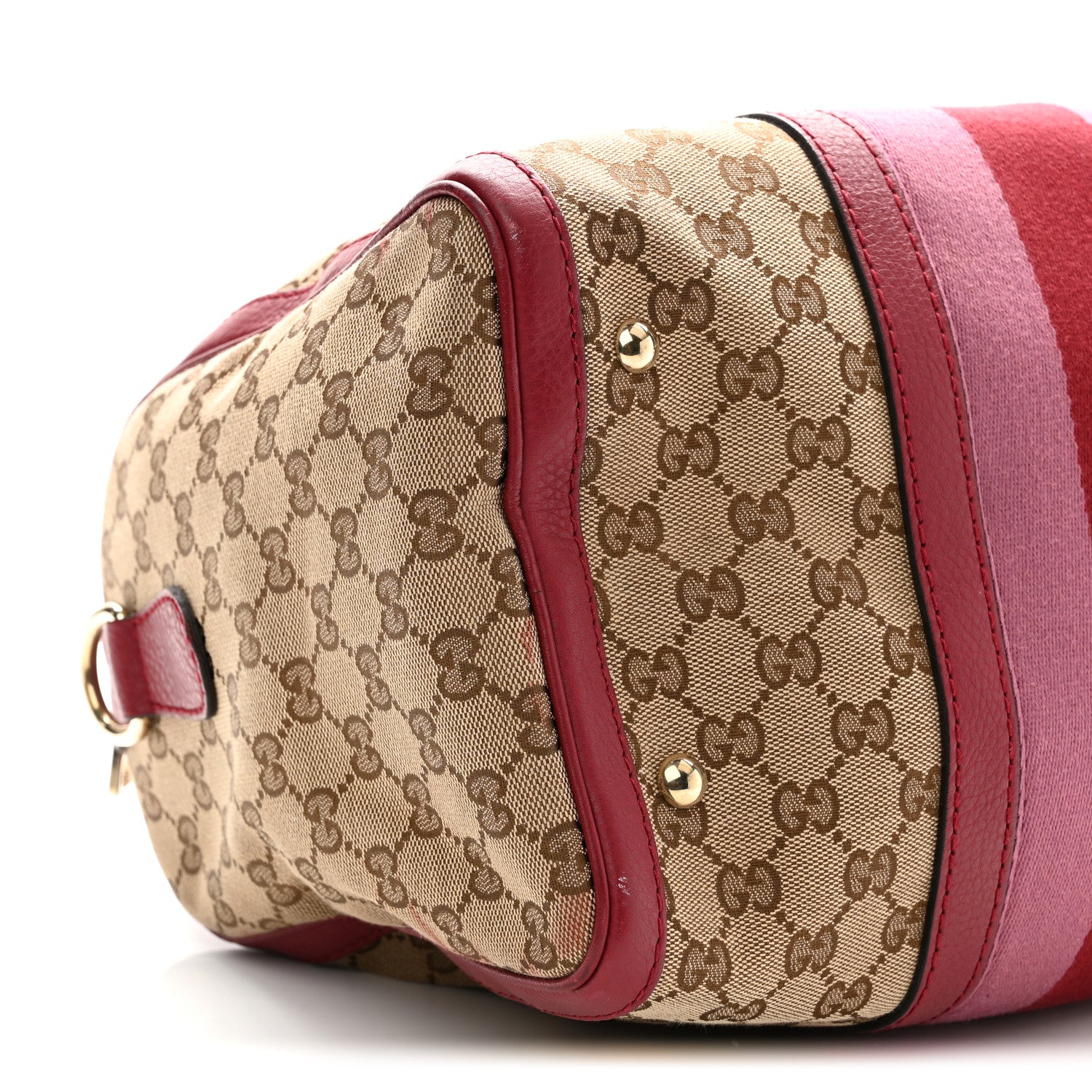 Gucci Monogram Cellarius Calfskin Vintage Web Medium Boston  Beige Ebony Soft Burgundy Peonia Flower 9 of 12