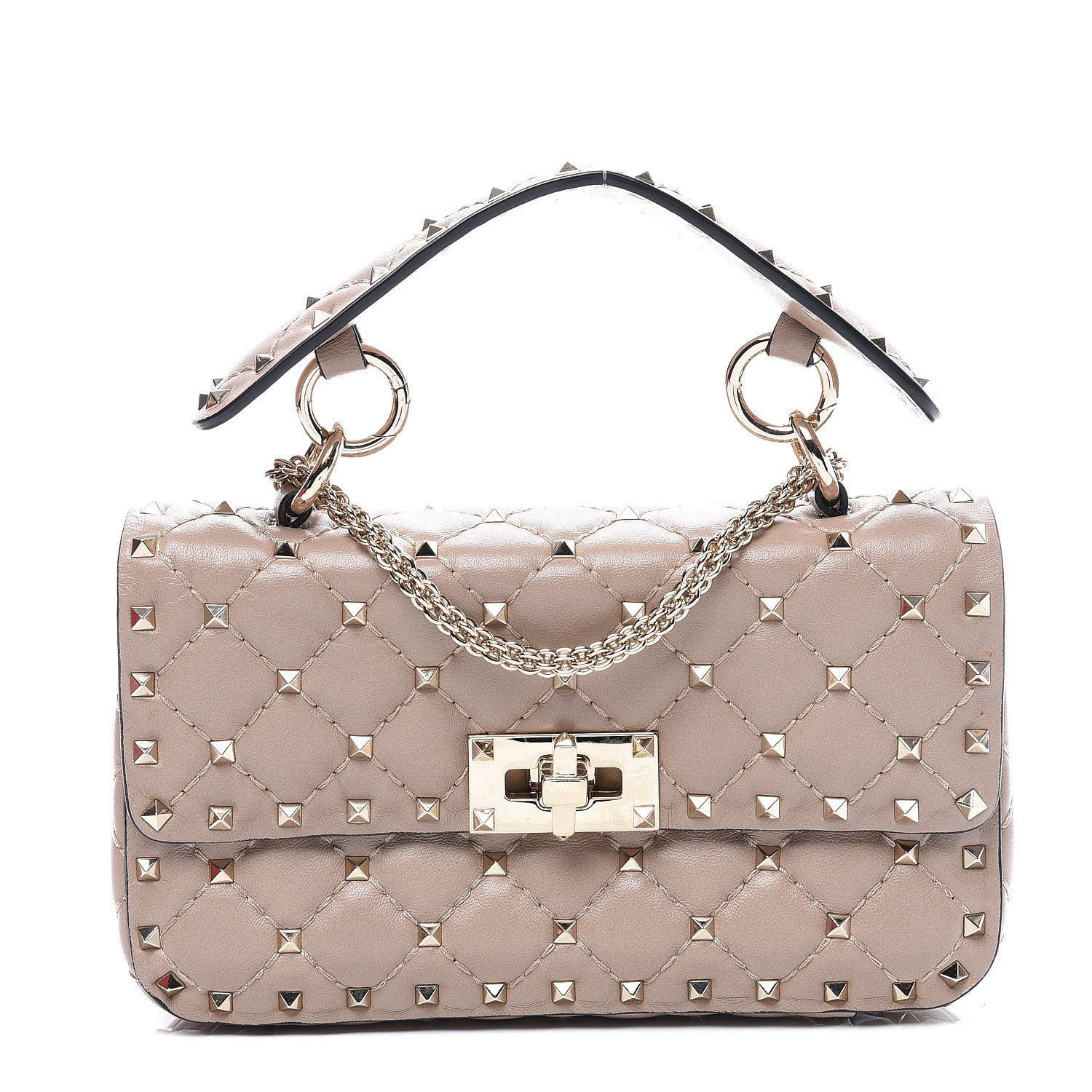 Valentino Garavani Nappa Small Rockstud Spike Shoulder Bag Poudre 1 of 10