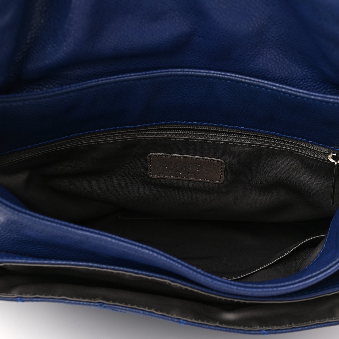 Glazed Caviar Coco Rider Flap Hobo Navy Blue