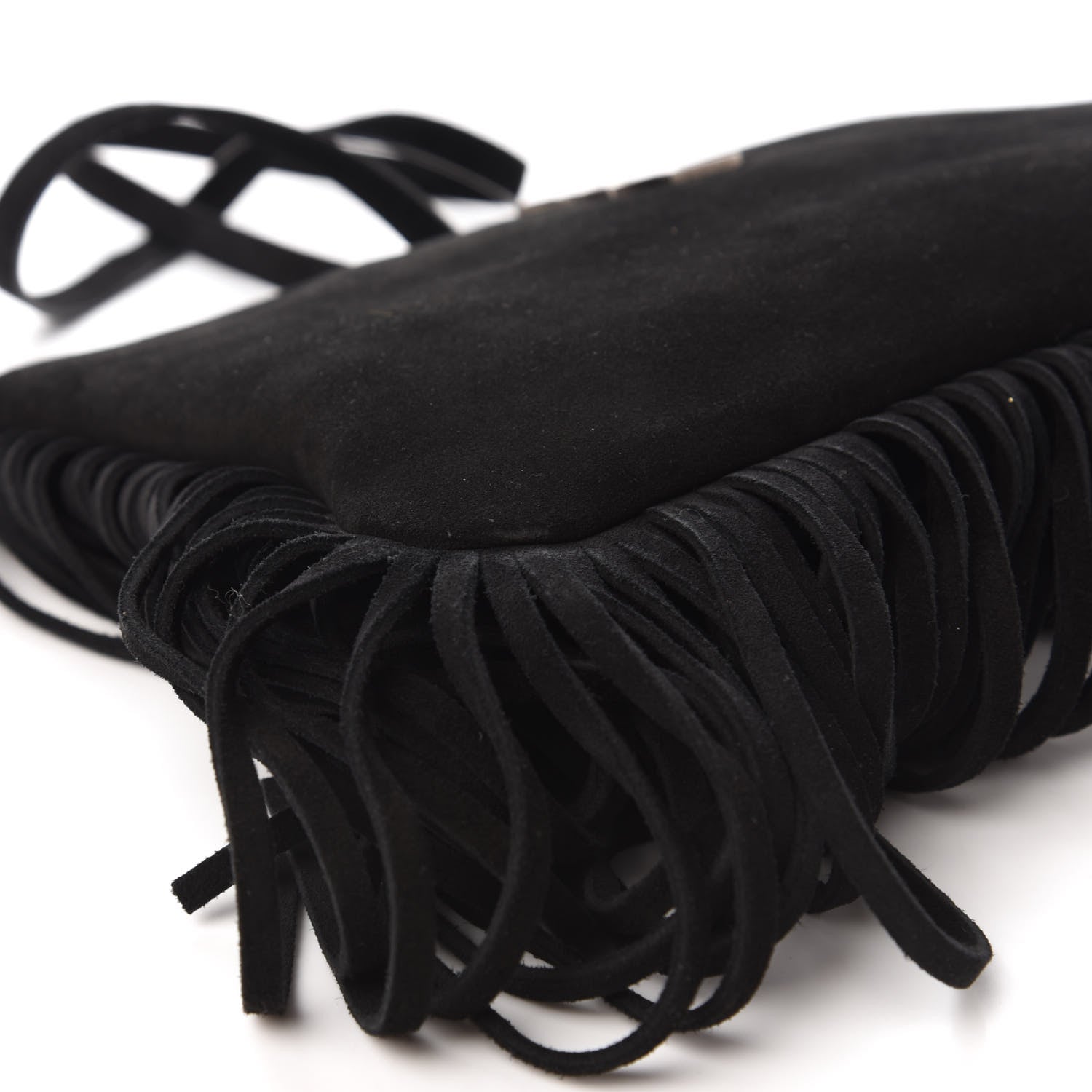 Saint Laurent Suede Calfskin Small Fringe Crossbody Bag Black 6 of 10