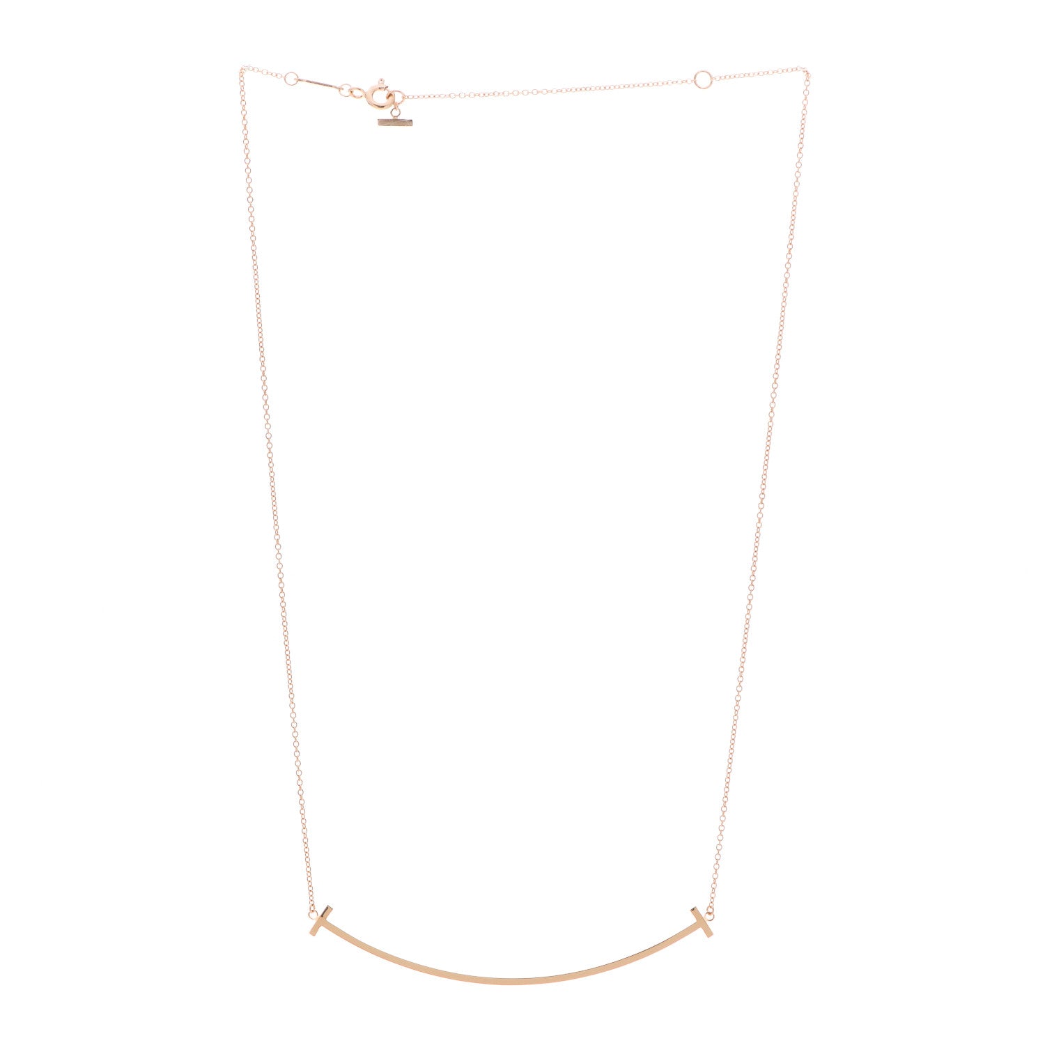 Tiffany 18K Rose Gold Large T Smile Pendant Necklace 3 of 6