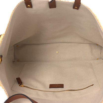 Valentino Garavani Raffia Calfskin Large Roman Stud Tote Naturale 5 of 8