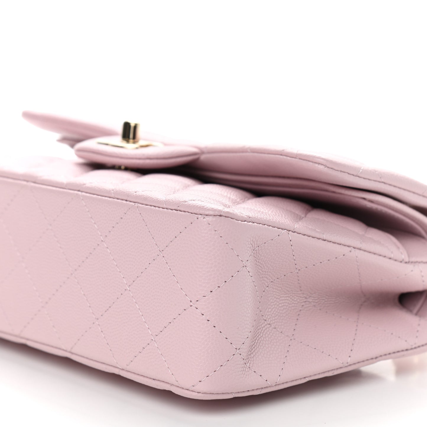 Caviar Quilted Small Double Flap Light Pink
