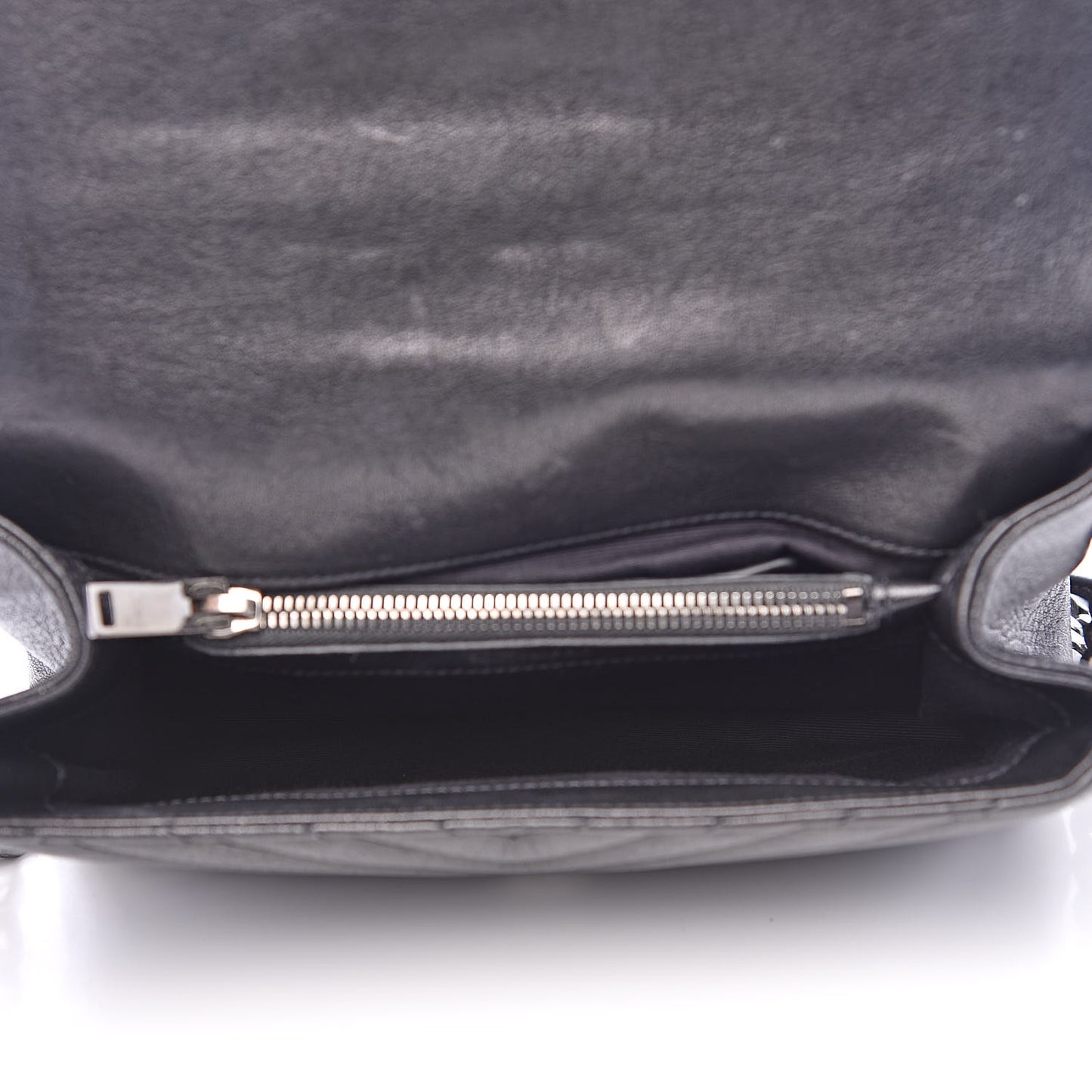 Sheepskin Matelasse Chevron Monogram Medium College Bag Black