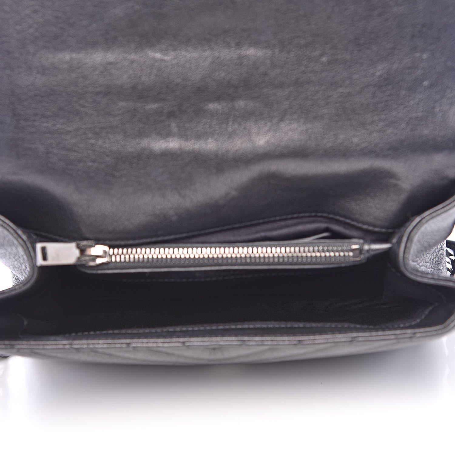 Saint Laurent Sheepskin Matelasse Chevron Monogram Medium College Bag Black 5 of 14