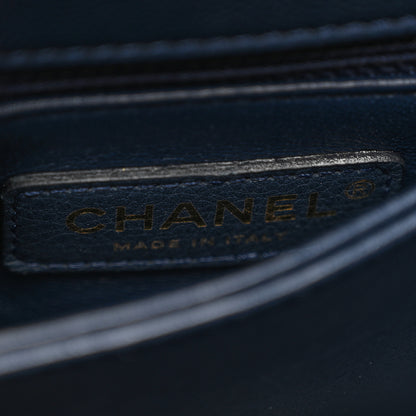 Chanel Caviar Lizard Embossed Quilted Extra Mini Coco Handle Flap Navy 6 of 10