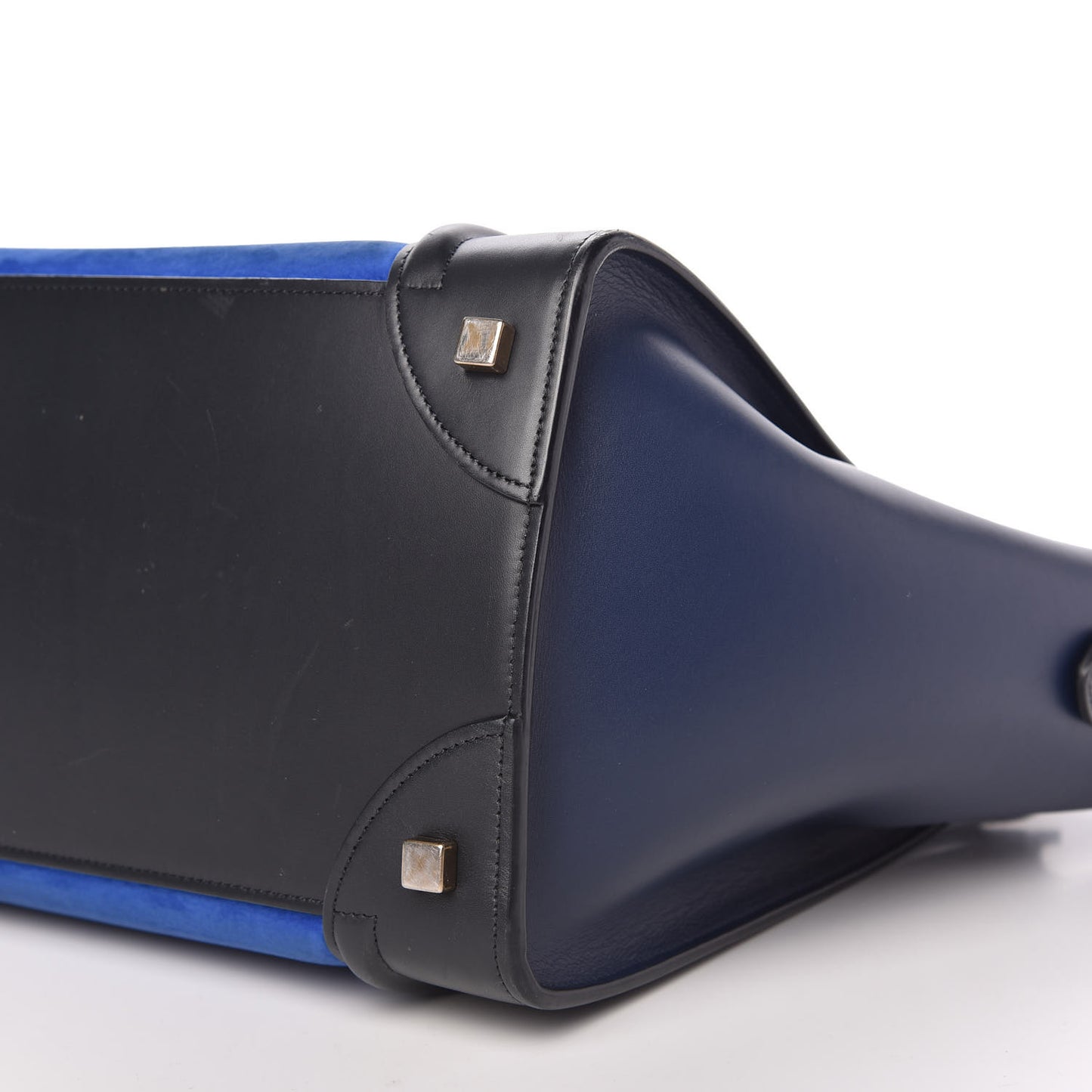 Nubuck Smooth Calfskin Mini Tri-Color Luggage Bright Blue