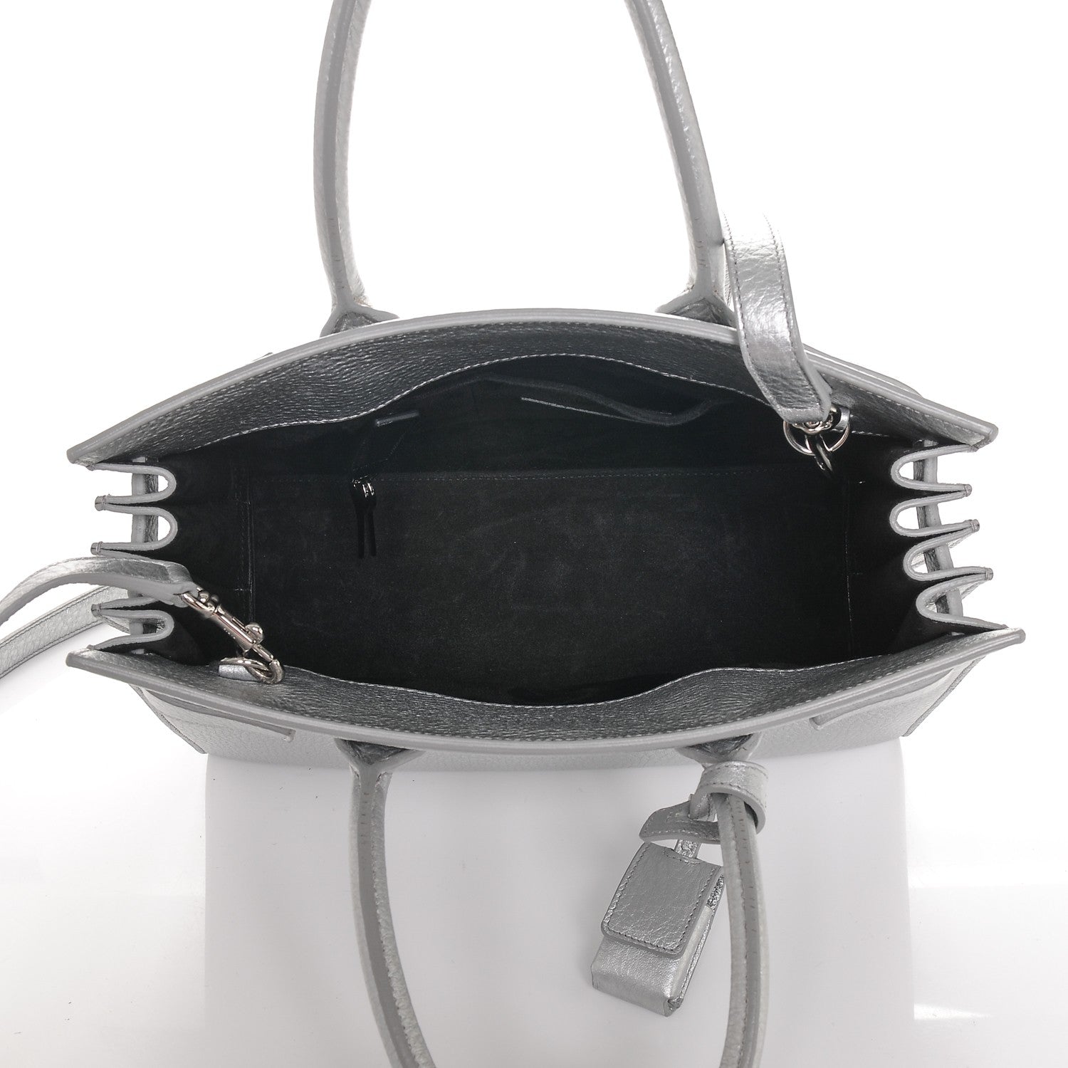 Saint Laurent Metallic Grained Calfskin Baby Sac De Jour Silver 5 of 8