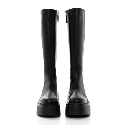 Valentino Garavani Calfskin VLOGO Uniqueform 55/85mm Flatform Knee High Boots 37.5 Black 2 of 12